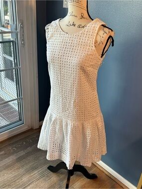 J Crew square eyelet a-line dress